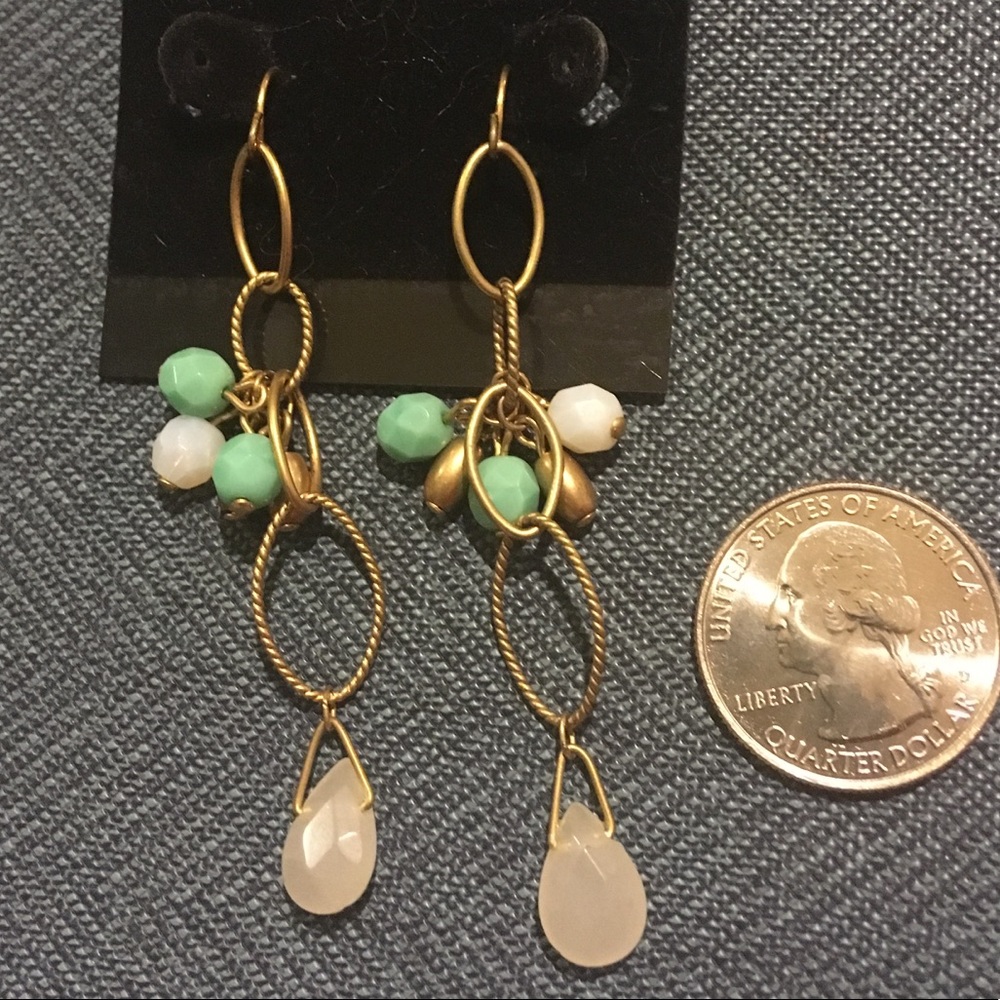 Gold hoop beaded dangling earrings